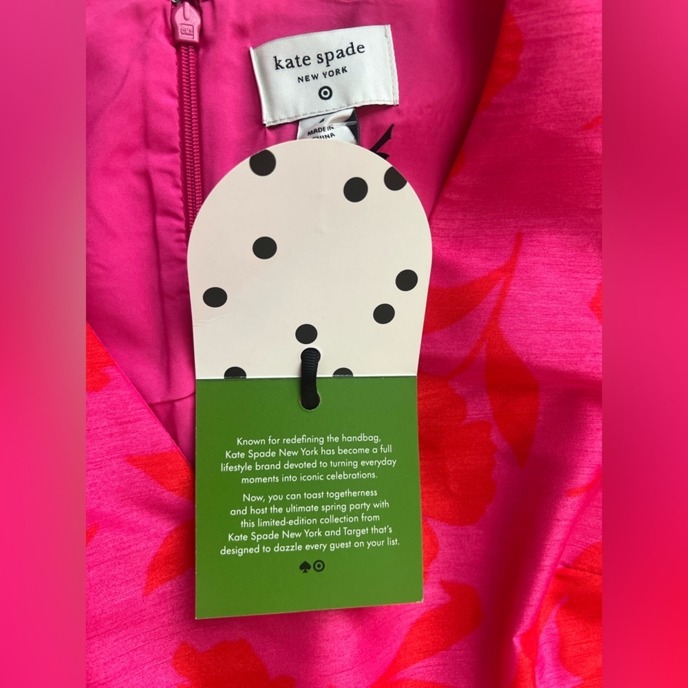 Kate Spade New York Red and Pink Sleeveless V-Neck Midi Dress - Picture 6 of 9